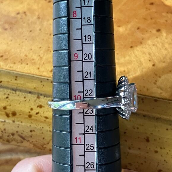 Aurora Borealis Mystic Topaz Sterling Silver Halo Ring Size 10 - Picture 7 of 8